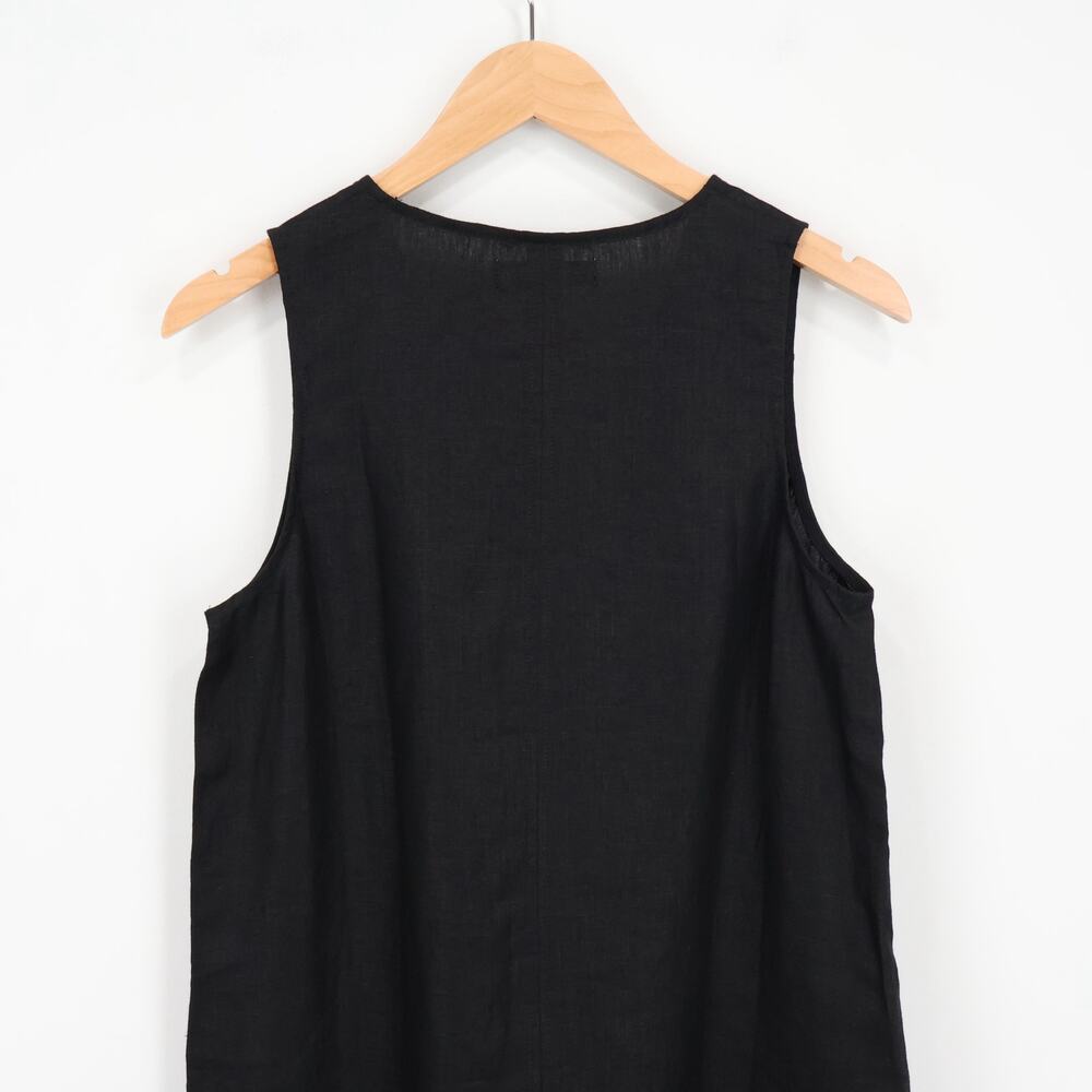 American Giant Women's Linen V Neck Sleeveless Dress Black Size Medium NWOT - Picture 4 of 6